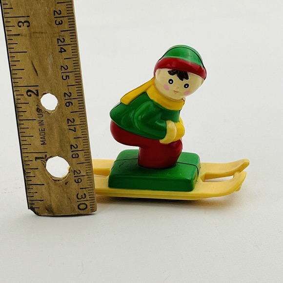 Mr. Christmas Santa's Ski Slope Kid Elf Green Red Skis Replacement Sled Figure - Picture 4 of 4